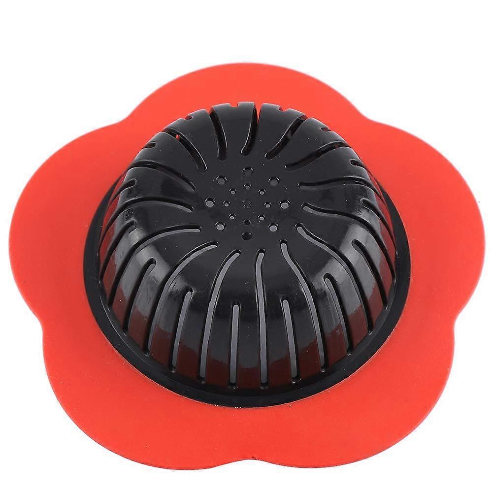 Red Plastic Sink Strainer with Handle for Kitchen Drain Clog Prevention and Fast Drainage