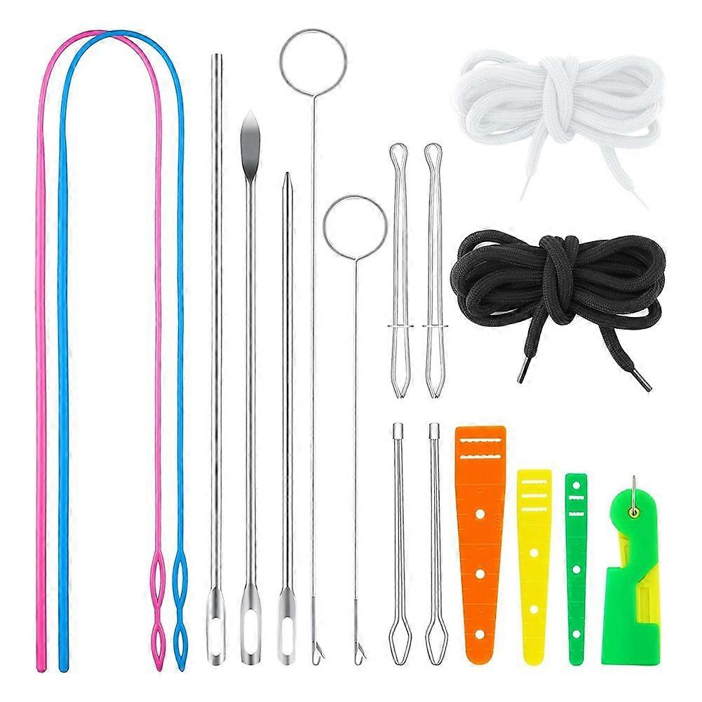 Drawstring Threader Tool Set, Stainless Steel Sewing Loop Turner Hooks with , Flexible Drawstring T