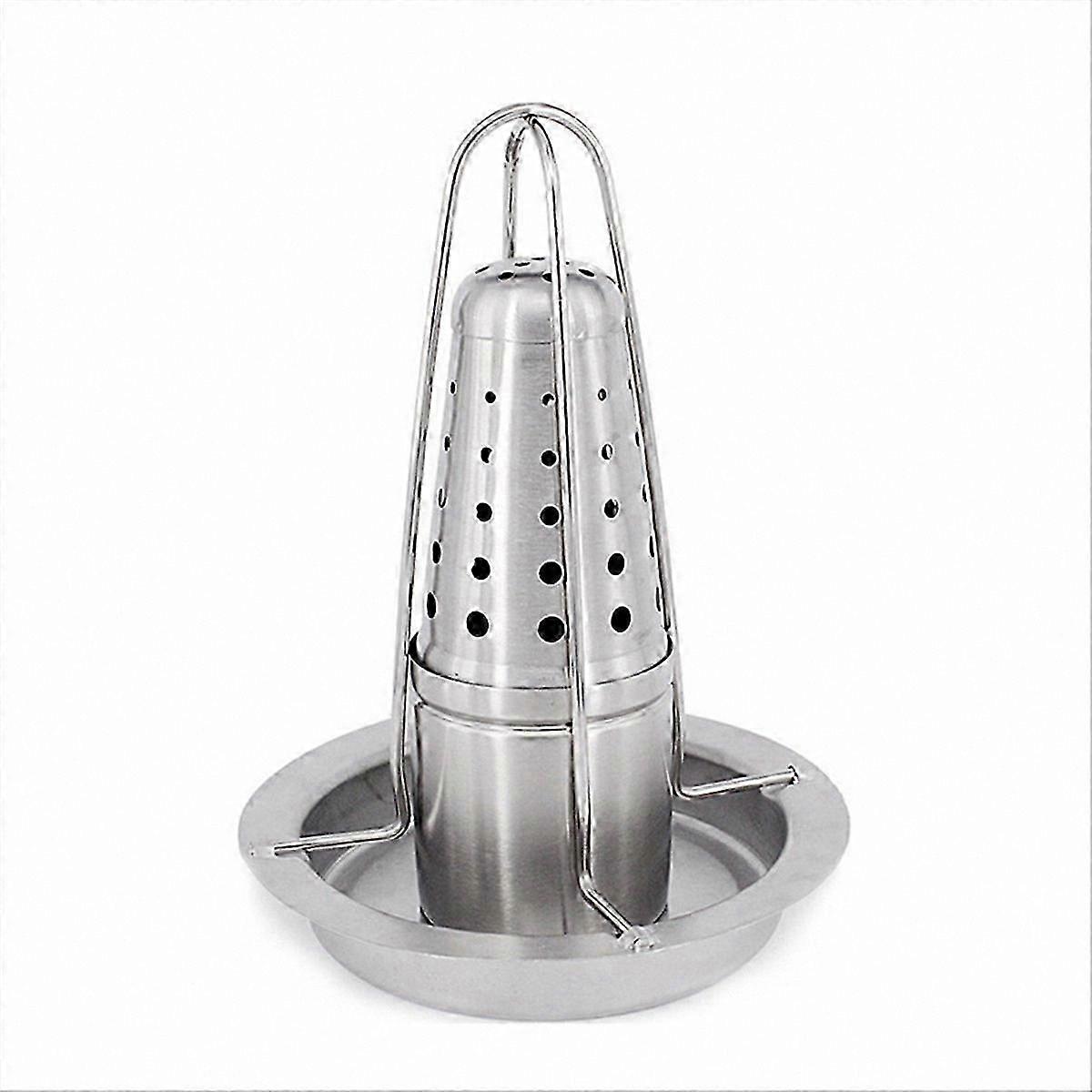 Vertical Chicken Roaster with Drip Pan and Upright Rack for Barbecue Use