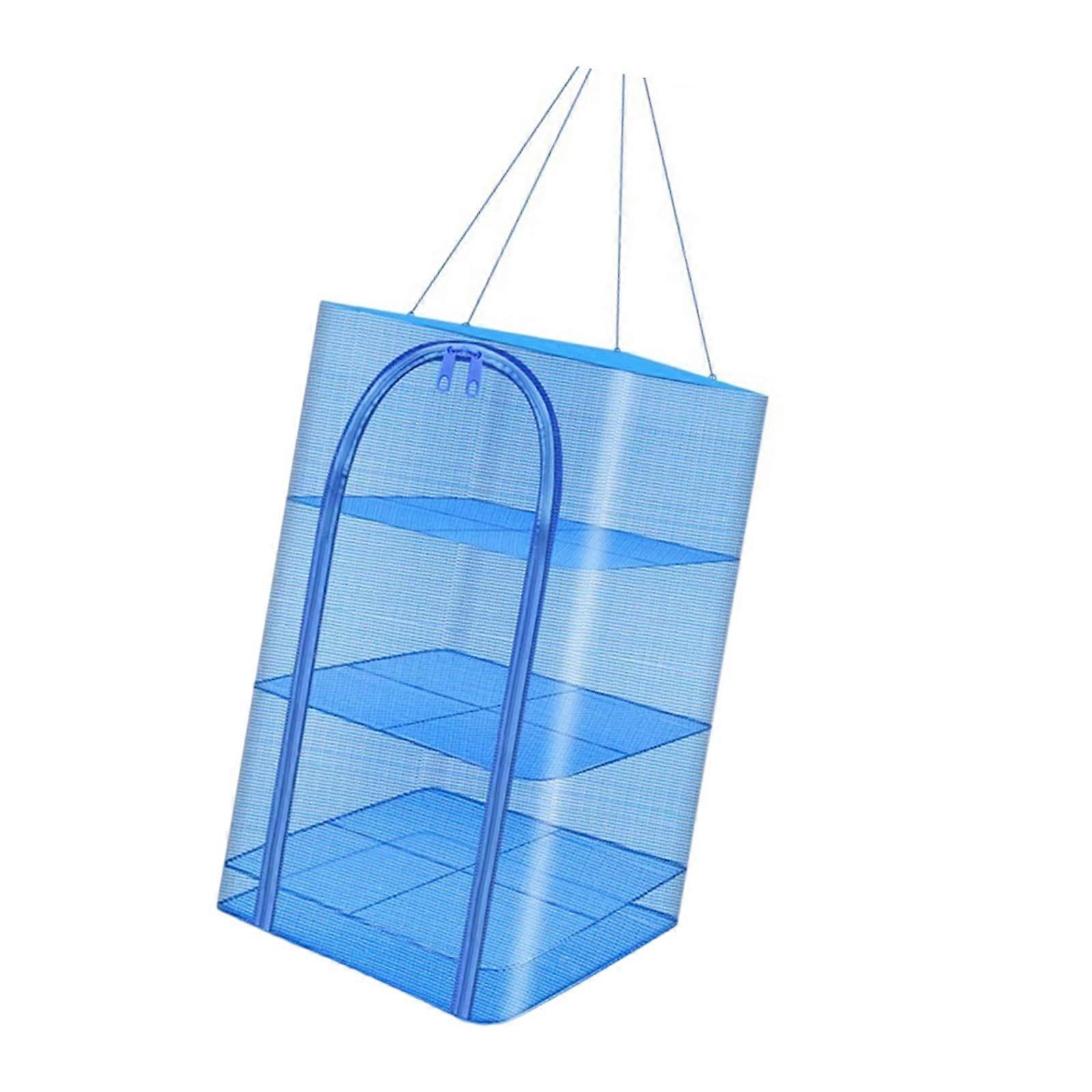 4 Layer Hanging Drying Net with Zipper, Foldable Mesh Rack for Fish Vegetables Fruits, 35cm