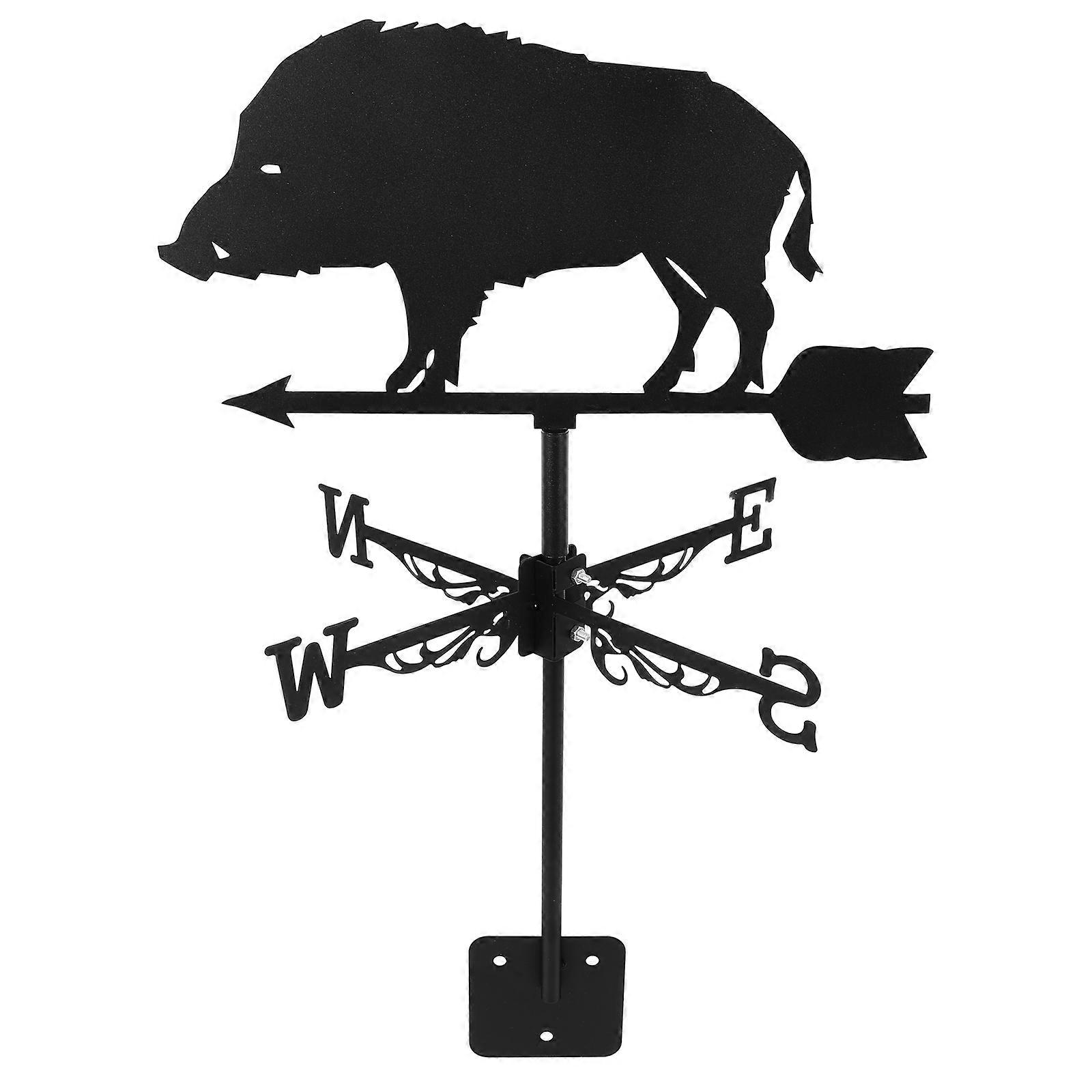 Wild Boar Iron Weather Vane Wind Indicator for Yard Decoration