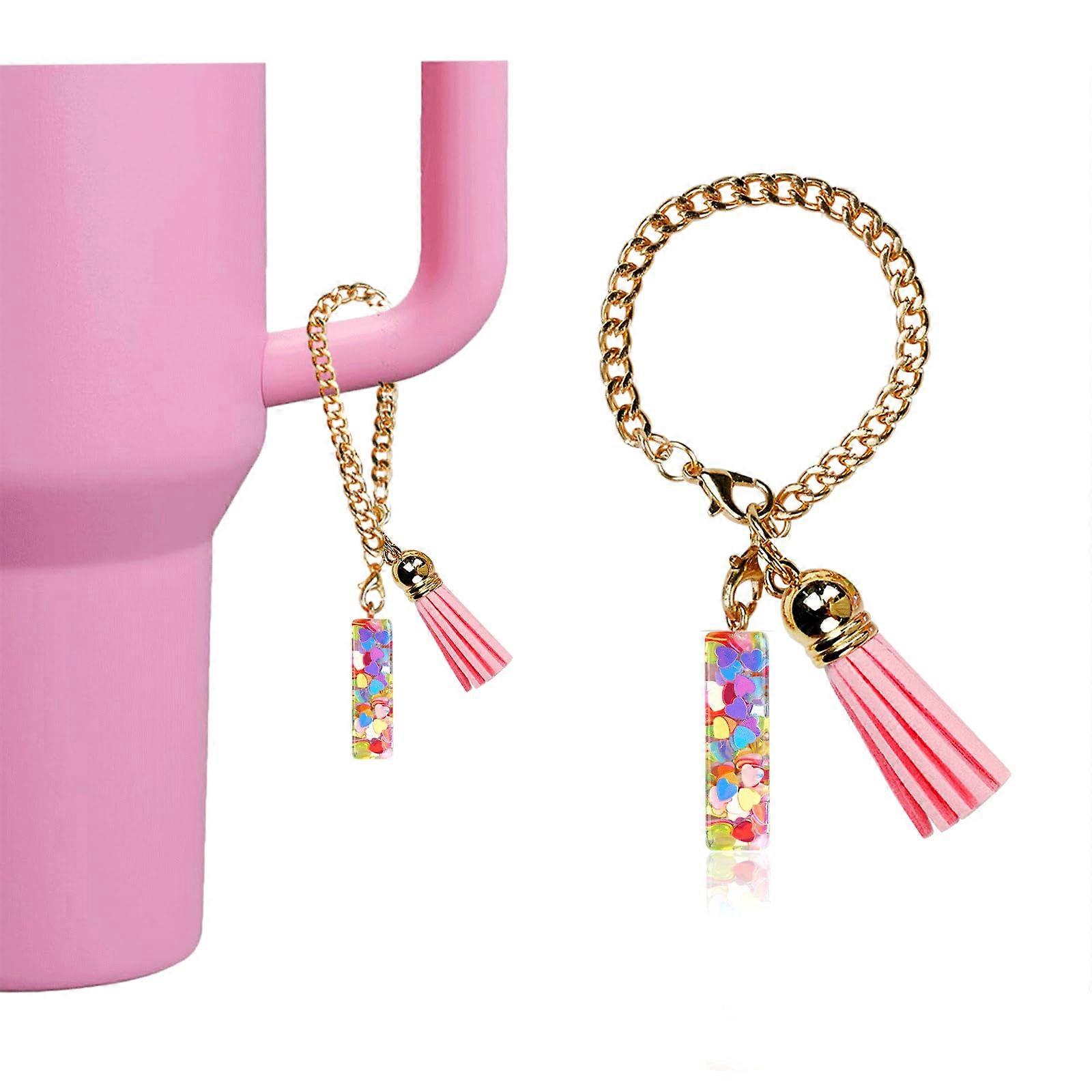 Accessories for Stanley Cup with Custom Initial Handle Charm and LeakProof Silicone Straw Covers