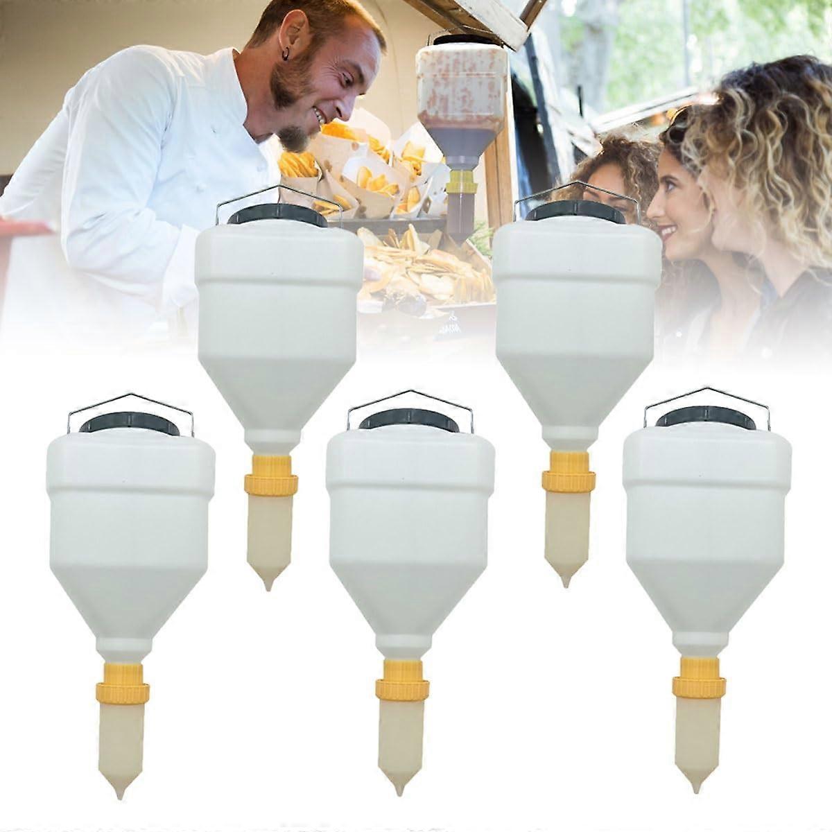 Sauce Dispenser 3.5L Large Capacity Leak Proof Refillable Squeeze Bottle for Condiments 5PCS