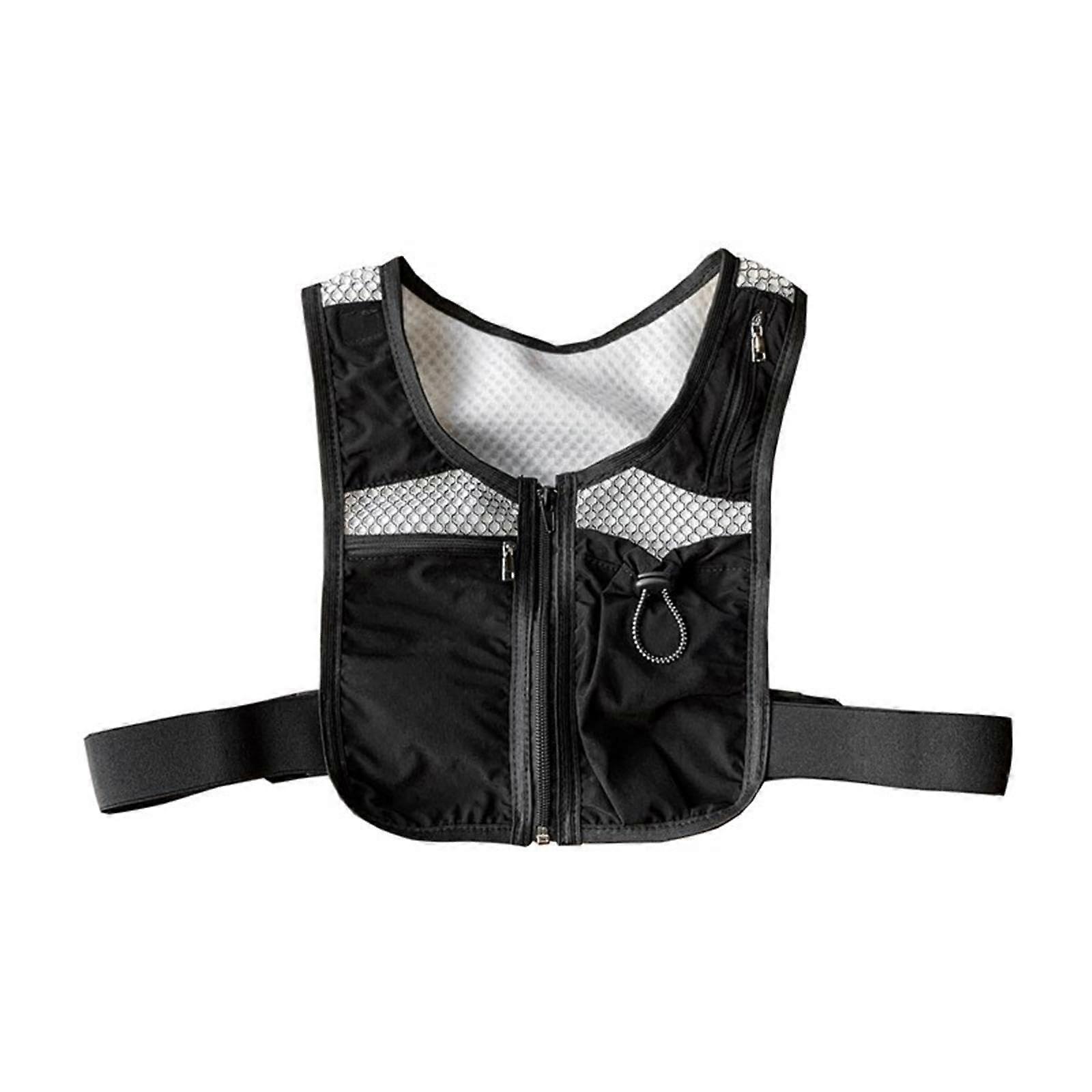 Reflective Running Vest with Pockets for Cycling Jogging Adjustable Fit  Visibility Black