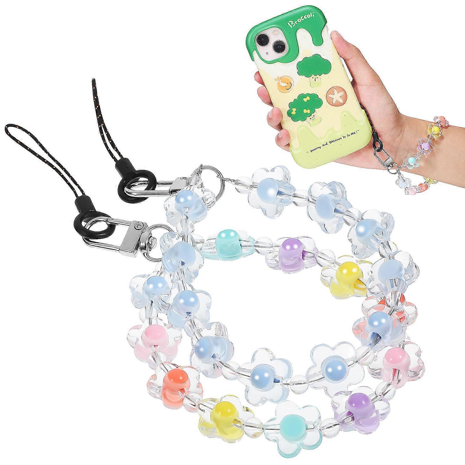 Phone Chains Beaded Mobile Phone Lanyard for Decoration 2Pcs Assorted Colors