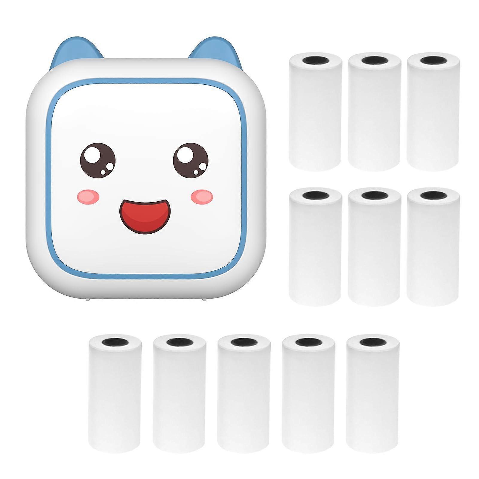 Portable Photo Printer Bluetooth Inkless Mini Thermal Sticker Printer 57mm for iOS Android with 11 Paper Rolls GR4