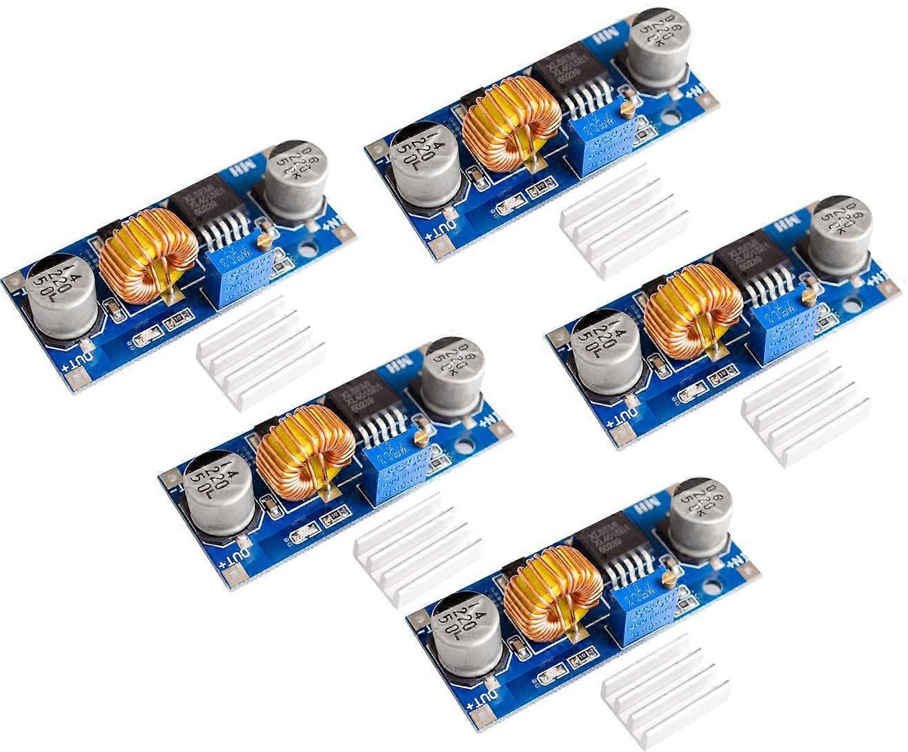 5pcs XL4015 5A DCDC Step Down Converter, Adjustable Power Supply Module with LED for Lithium Battery Charging