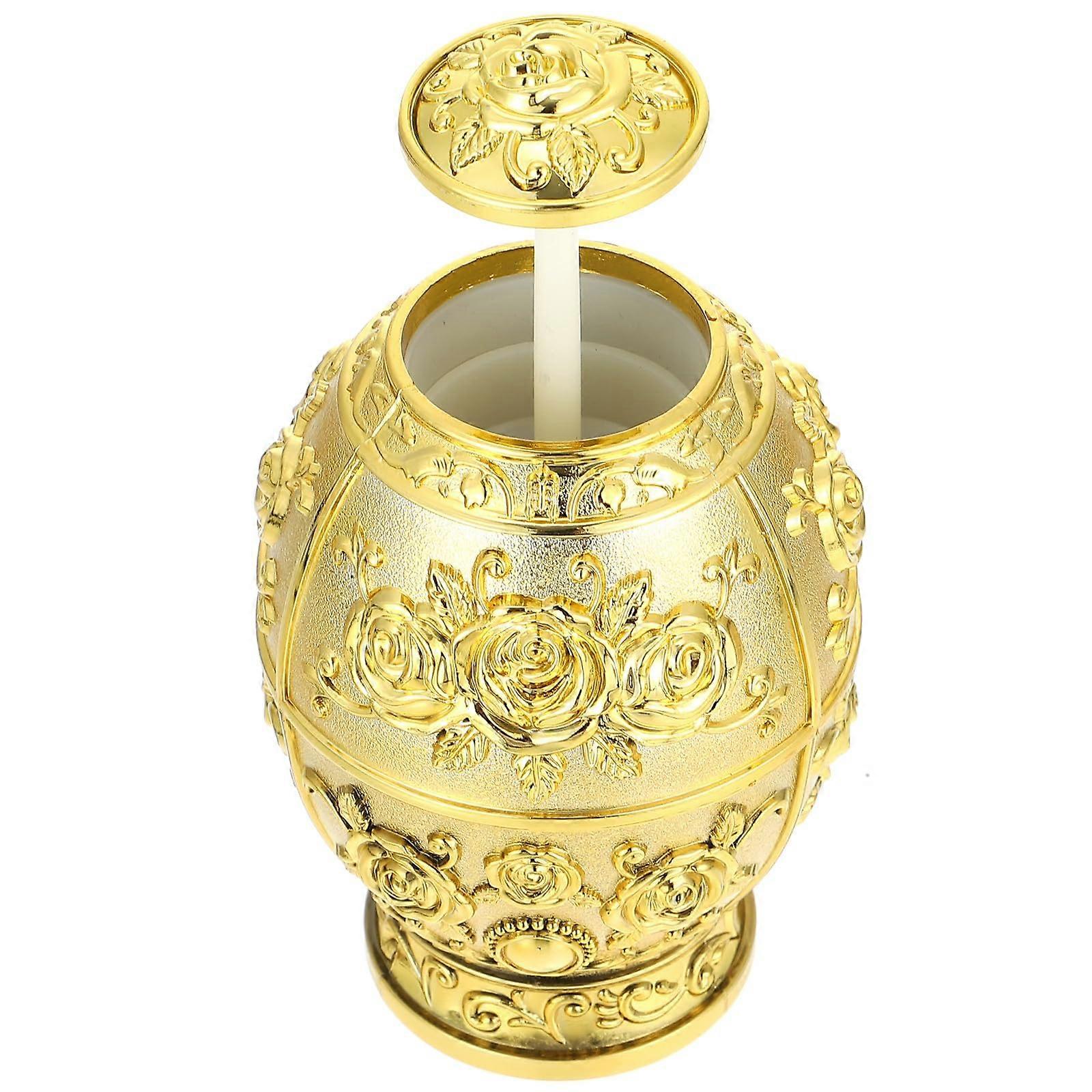 Automatic Retractable Toothpick Dispenser with Elegant Gold Finish for Home and Kitchen Use