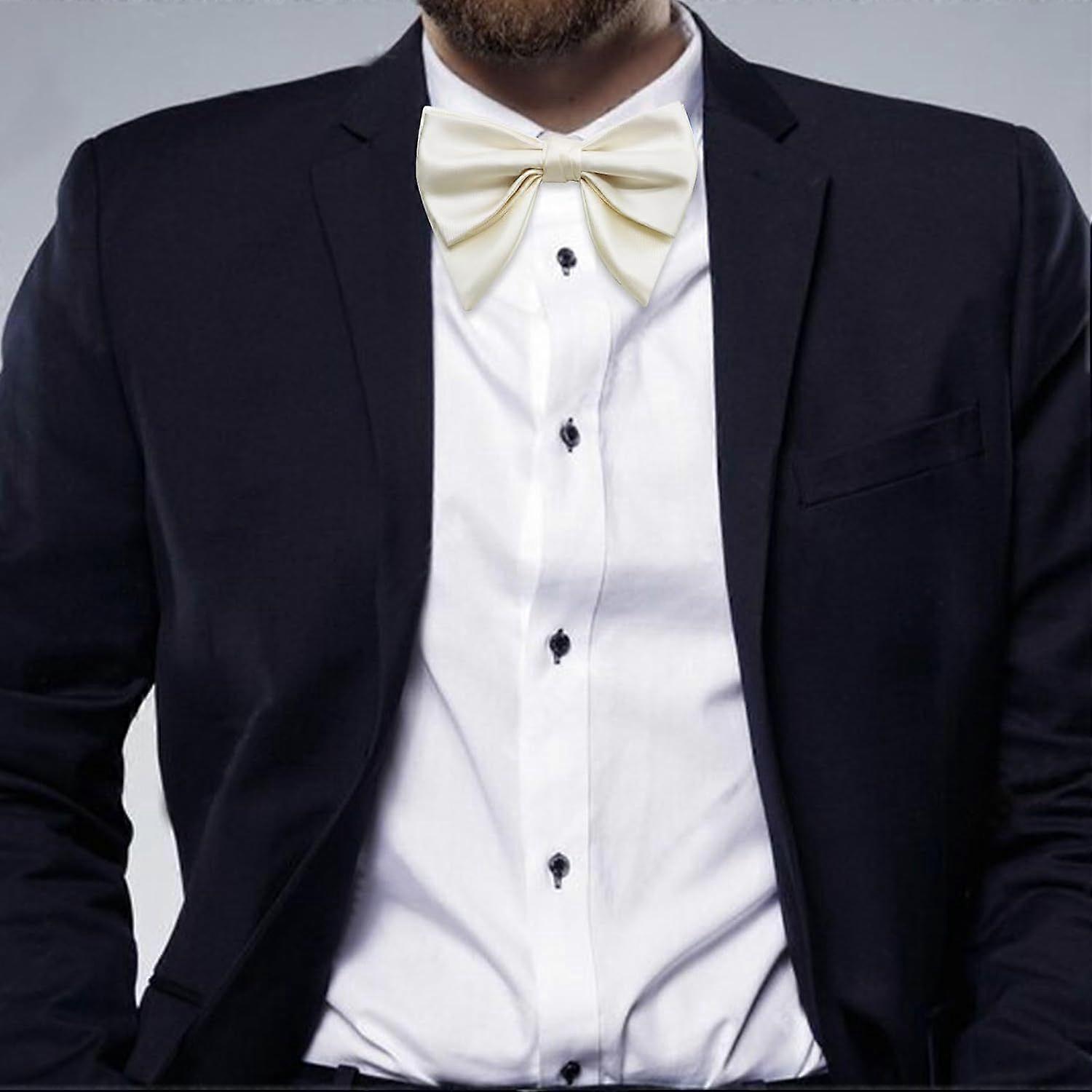 Oversized Bow Ties for Men Solid Color PreTied Adjustable Bow Tie for Wedding