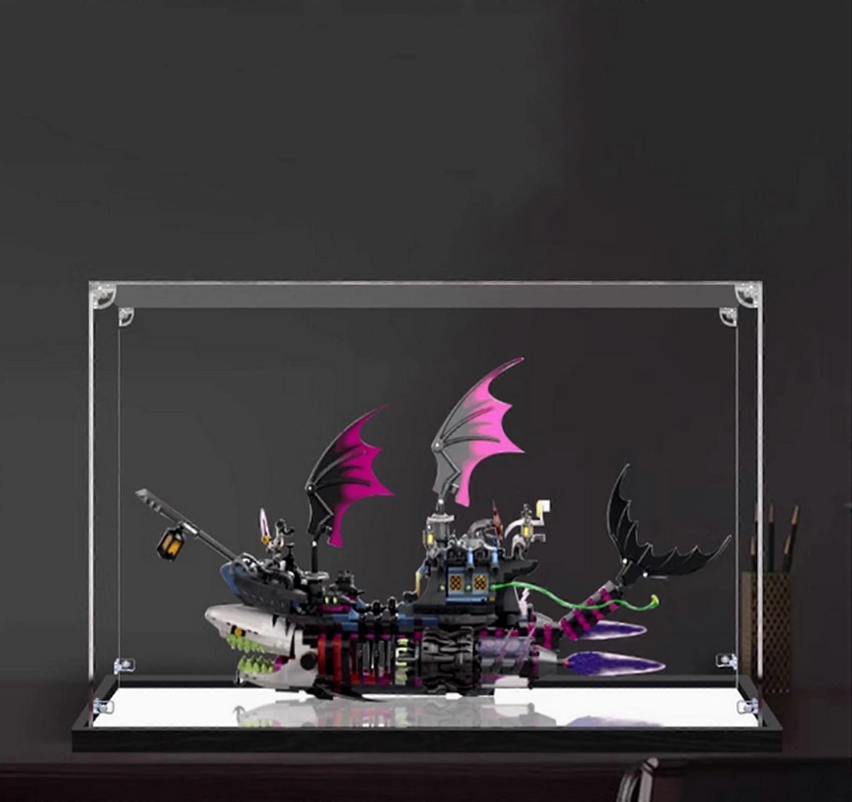 Display Case for  71469 Nightmare Shark , Dustproof Transparent Acrylic Box with Mirrored Back