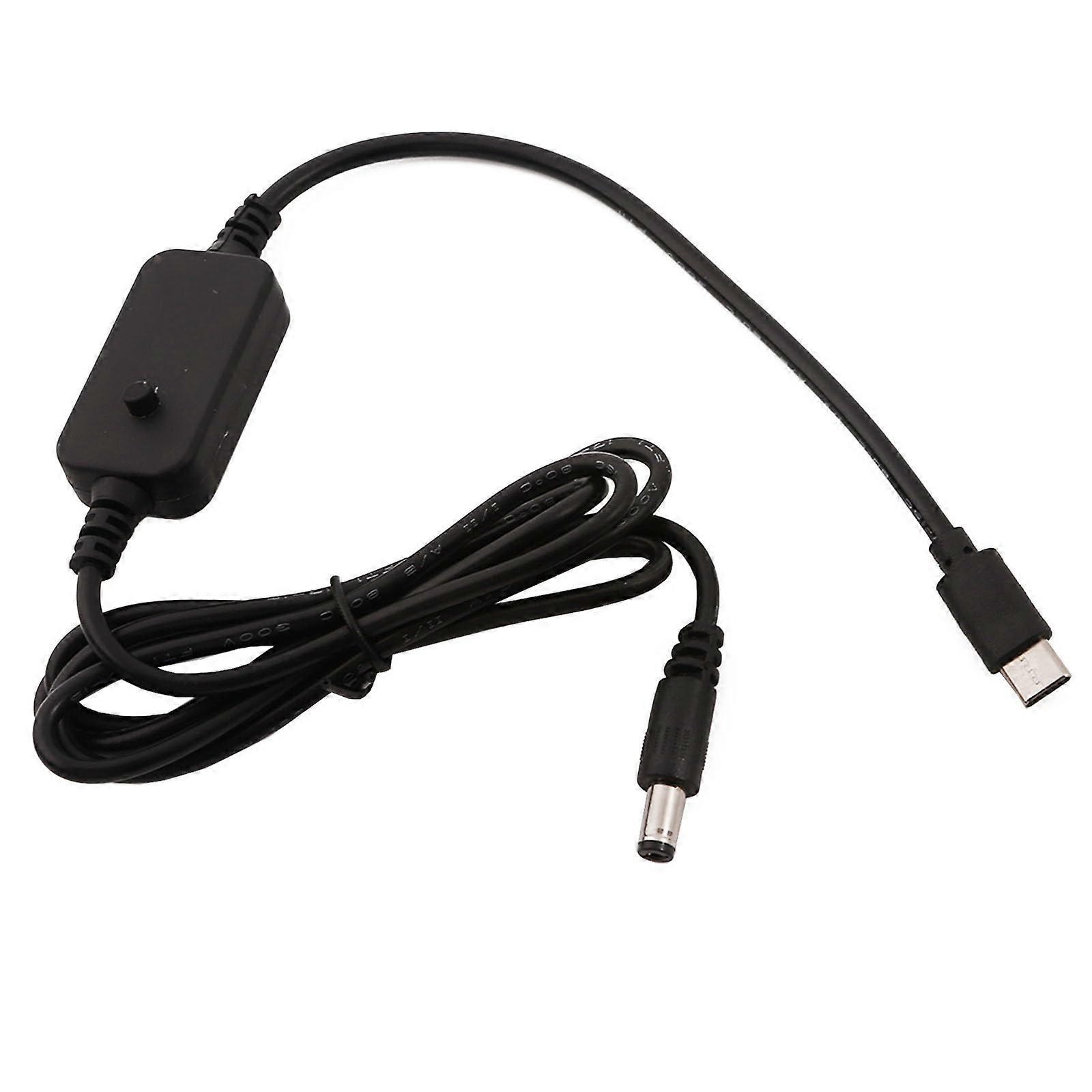 USB C to DC 5.5x2.1mm Power Cable with Selectable Voltage and Builtin Display for LED CCTV