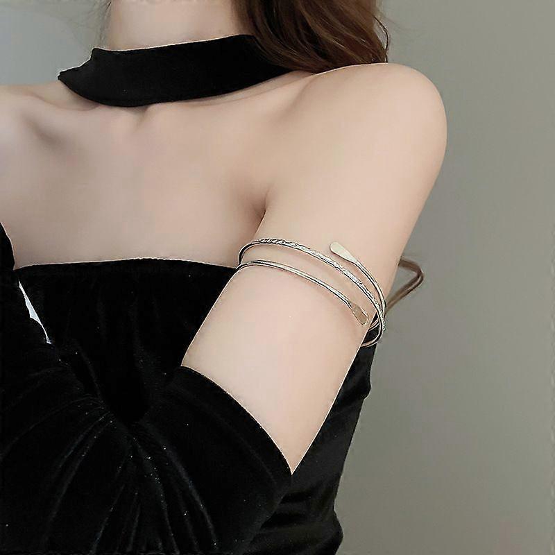 Alloy Upper Arm Open Cuff Bangles Armband Bangles Platinum 2-1/2 inch(6.5cm)