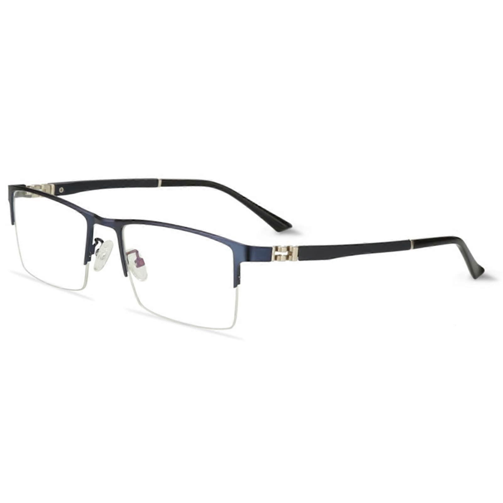 Blue Light Blocking Reading Glasses +0.5 Lightweight Metal Half Frame Spring Hinge Computer Readers Blue