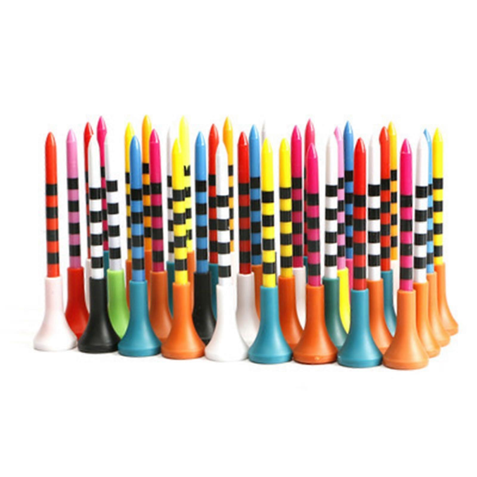 30Pcs Durable Rubber Golf Practice Tees Colorful Standard Size for Driving Range Training