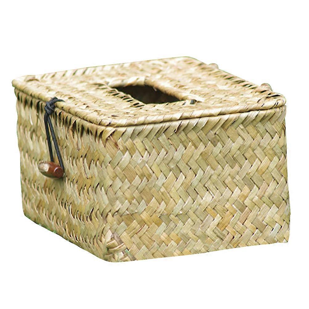 Handwoven Tissue Box for Tissue Storage with Flip Lid Olive Green