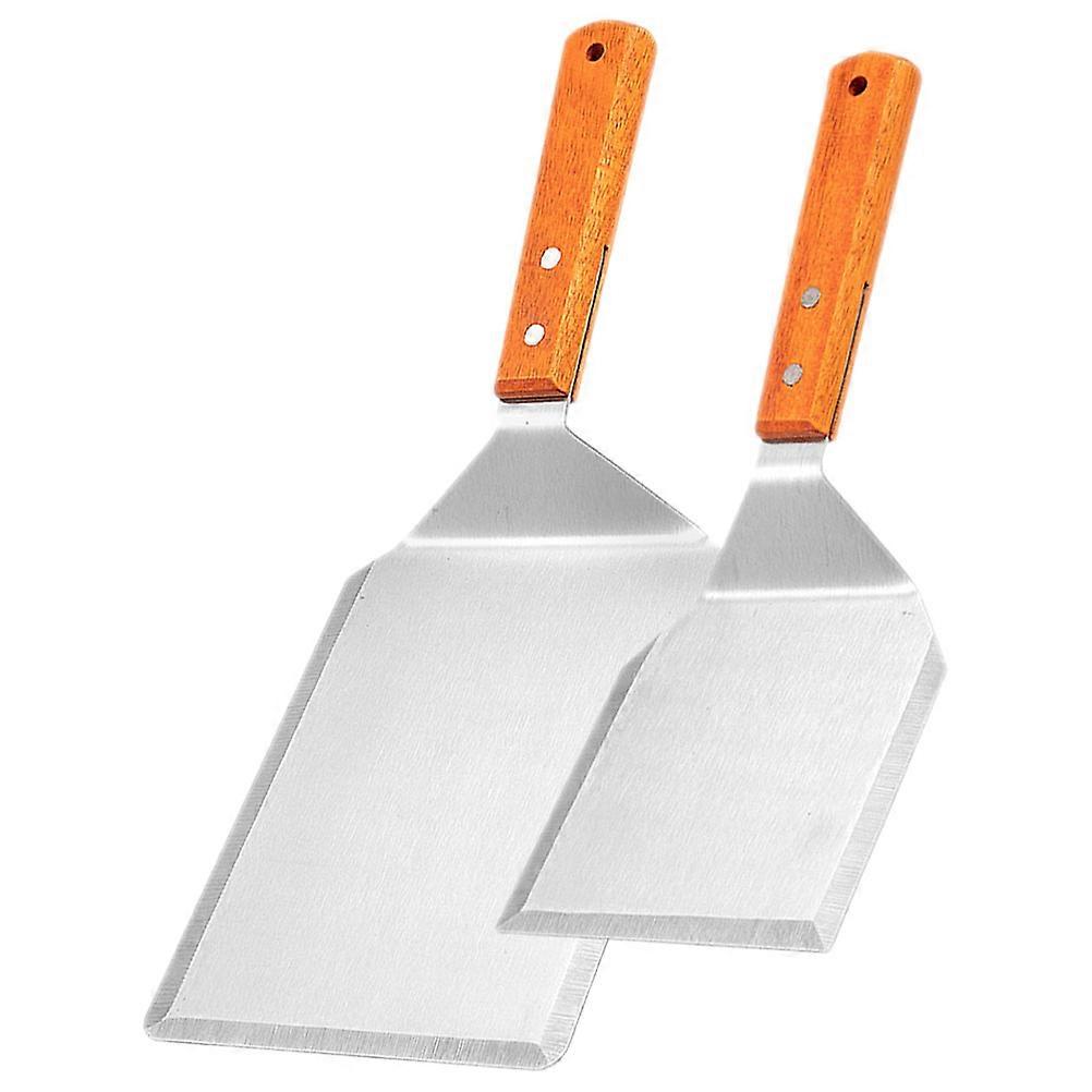 Reusable Pan Spatula Wooden Handle Cooking for Kitchen 2Pcs