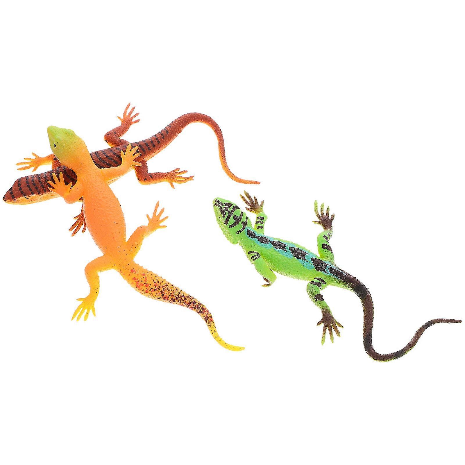 Simulation Lizard Model 3Pcs Set for Educational Reptile Animal Learning Toy