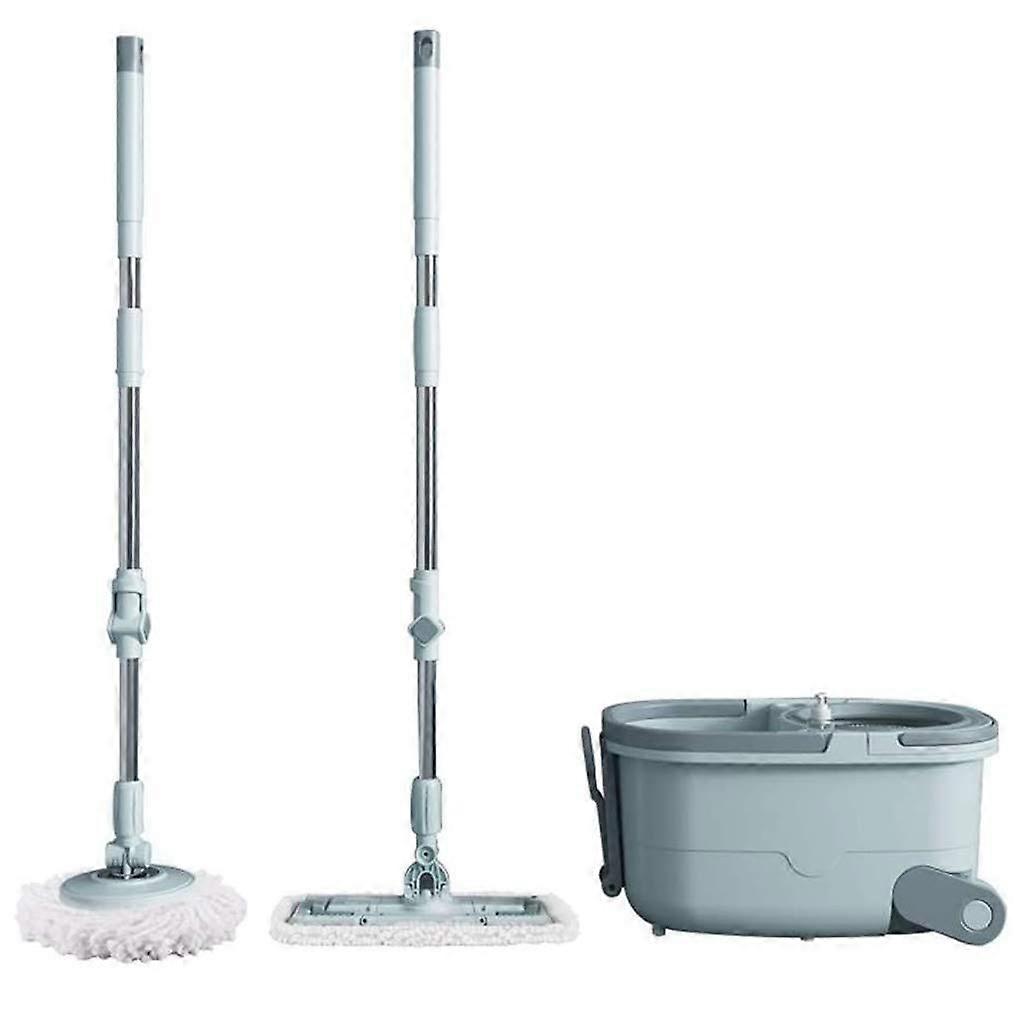 Microfiber Spin Mop and Bucket System with Wheels, Fast Spin Drying, Hands Wringing, Stainless Handle