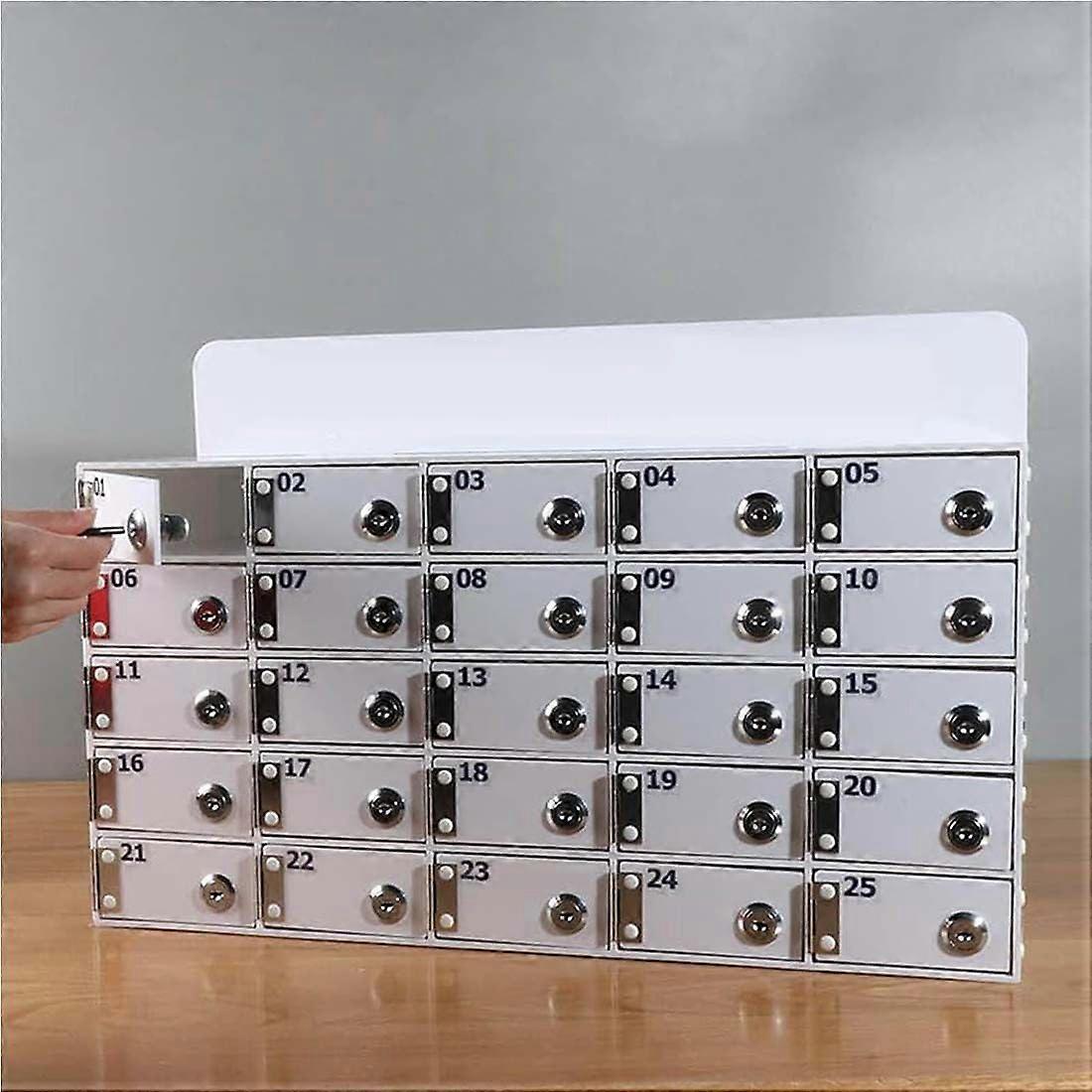 Wall Mounted Cell Phone Storage Locker with 60 Slots, Secure Key Lock and Numbered Compartments