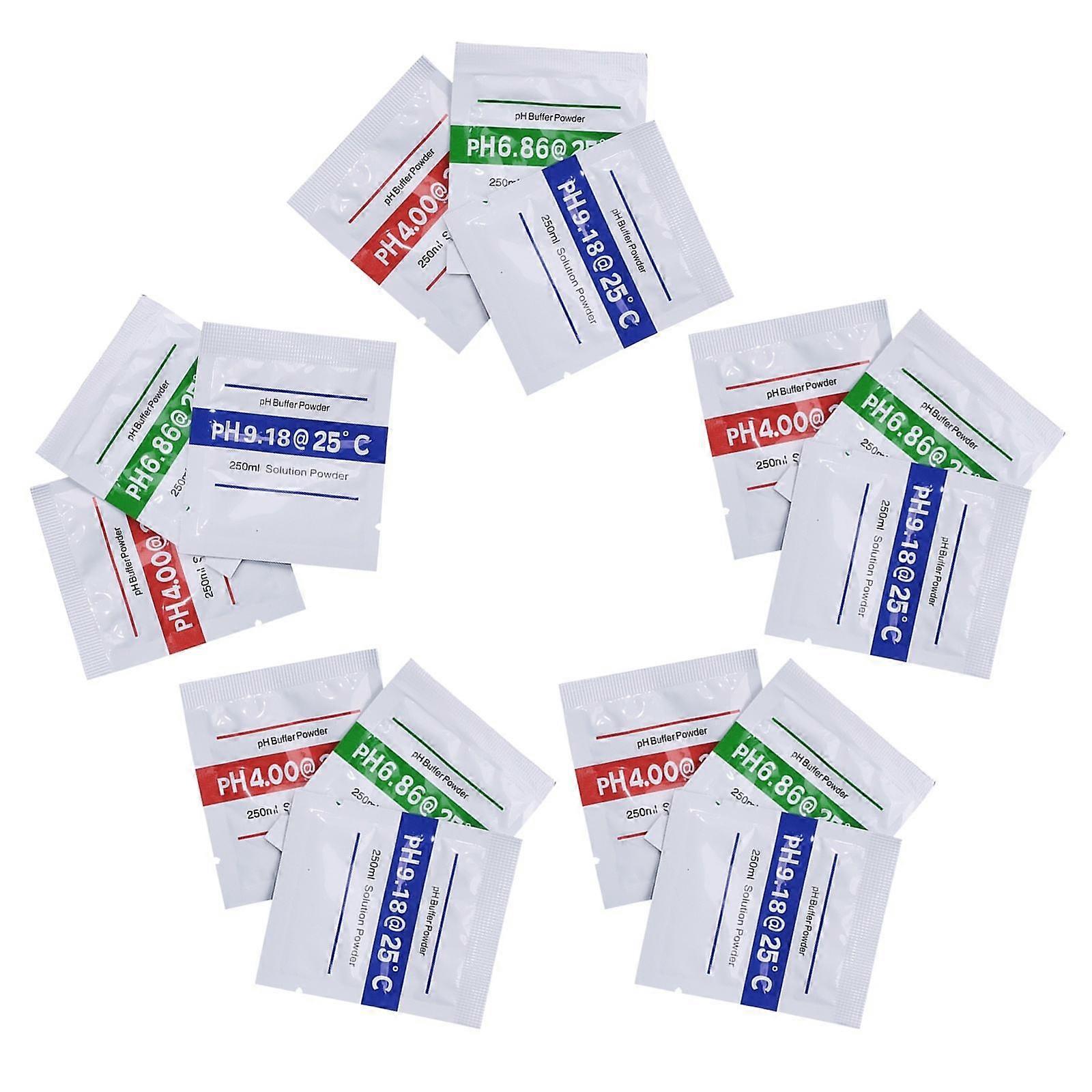 15pcs PH Calibration Solution Powders PH Calibration Powder Solution Testing ph4.01+6.86+9.18
