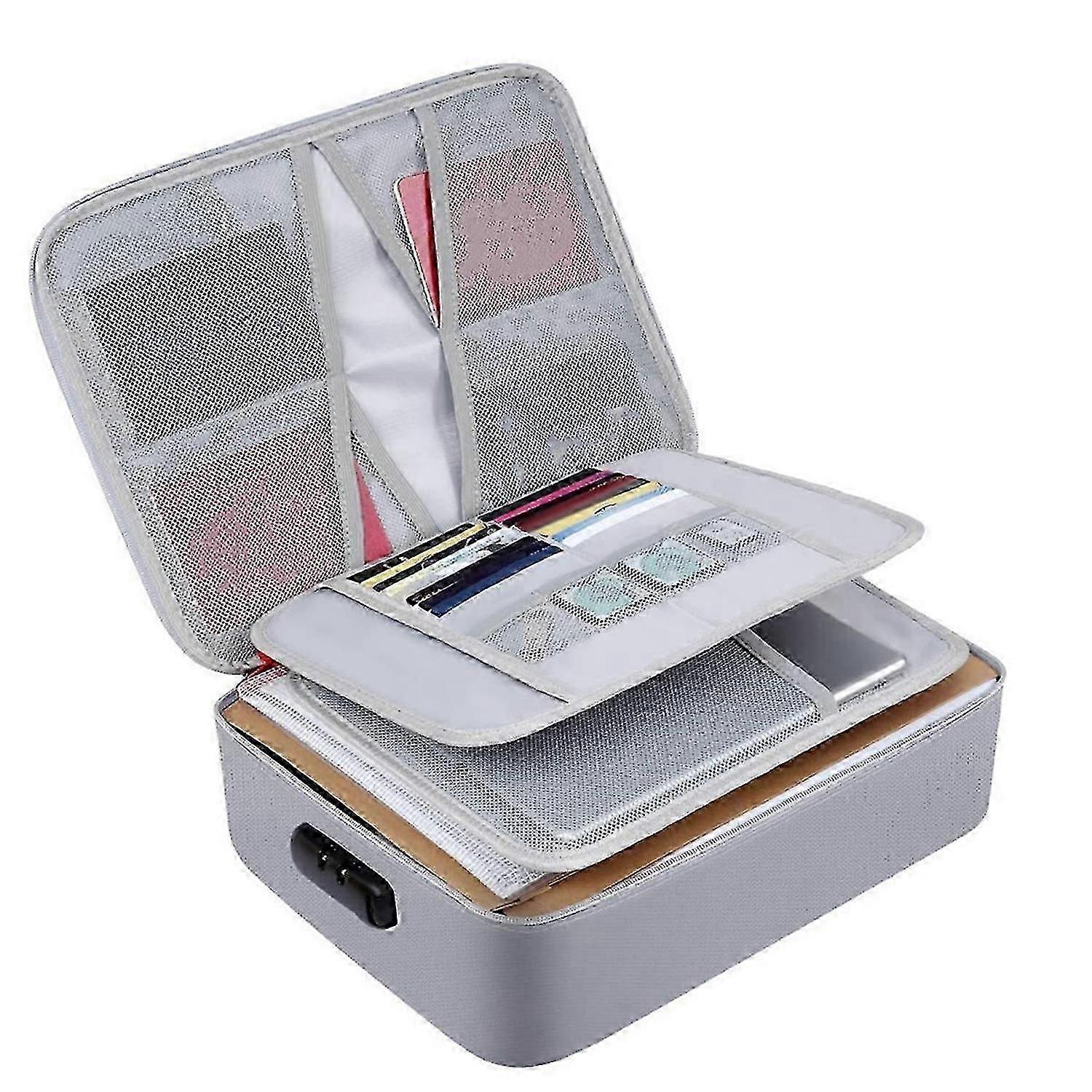 Fireproof Document Bag with Lock File Storage Organizer Bag