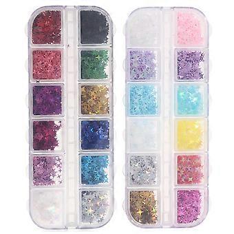 Nagelglitzer-Pailletten-Maniküre-Glitzer zur Dekoration, 2 Sets, PVC