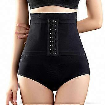 Faja moldeadora de talle alto con cintura que no se enrolla, ideal para ocasiones formales e informales. Color negro.