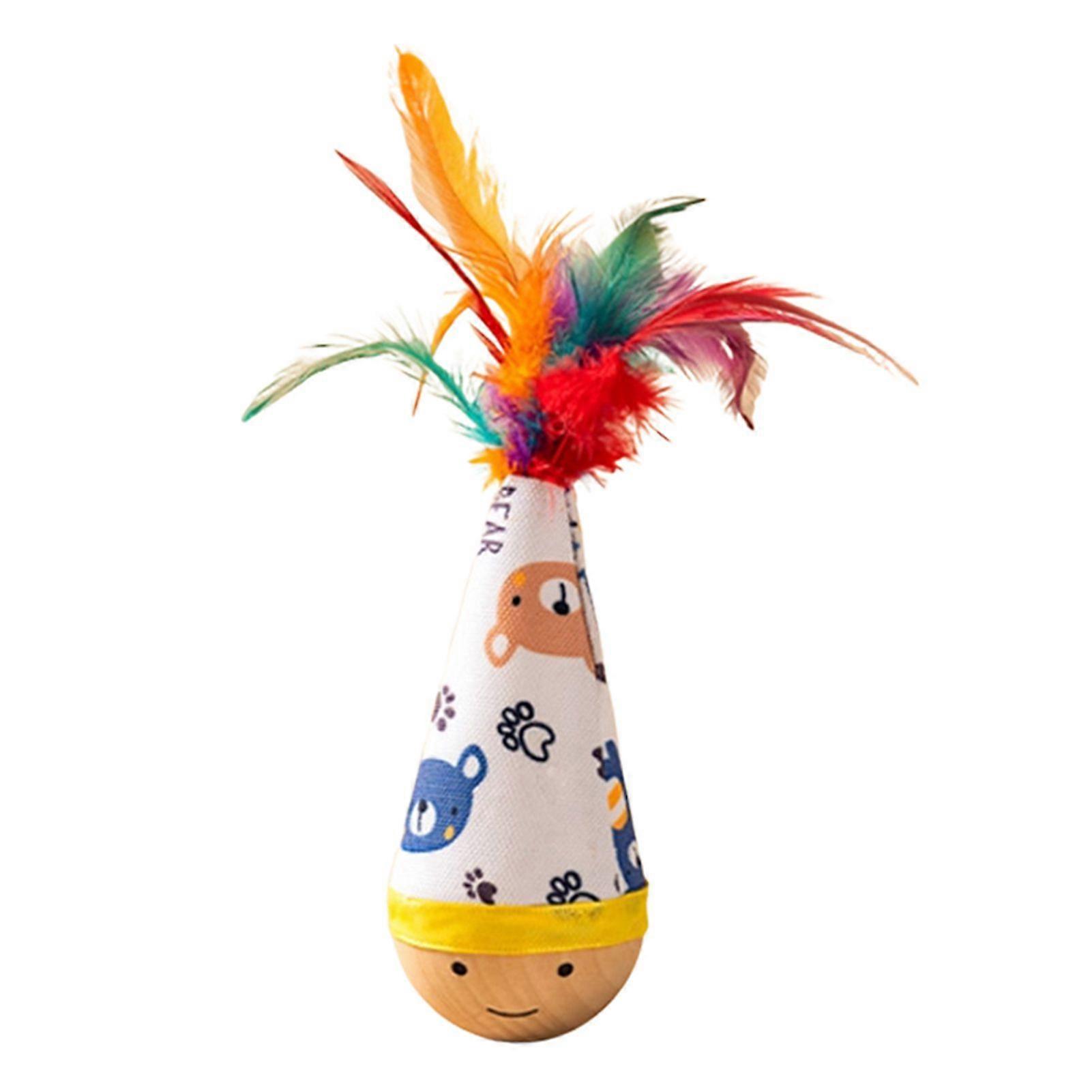 Feather-Cat Toy Bite Resistant Unpredictable Wobbles Fun for Indoor Cats