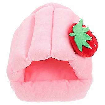 Hamster-Warmnest aus Baumwolle für Kleintiere, 1 Stück, rosa Plüsch-Schlafaccessoire