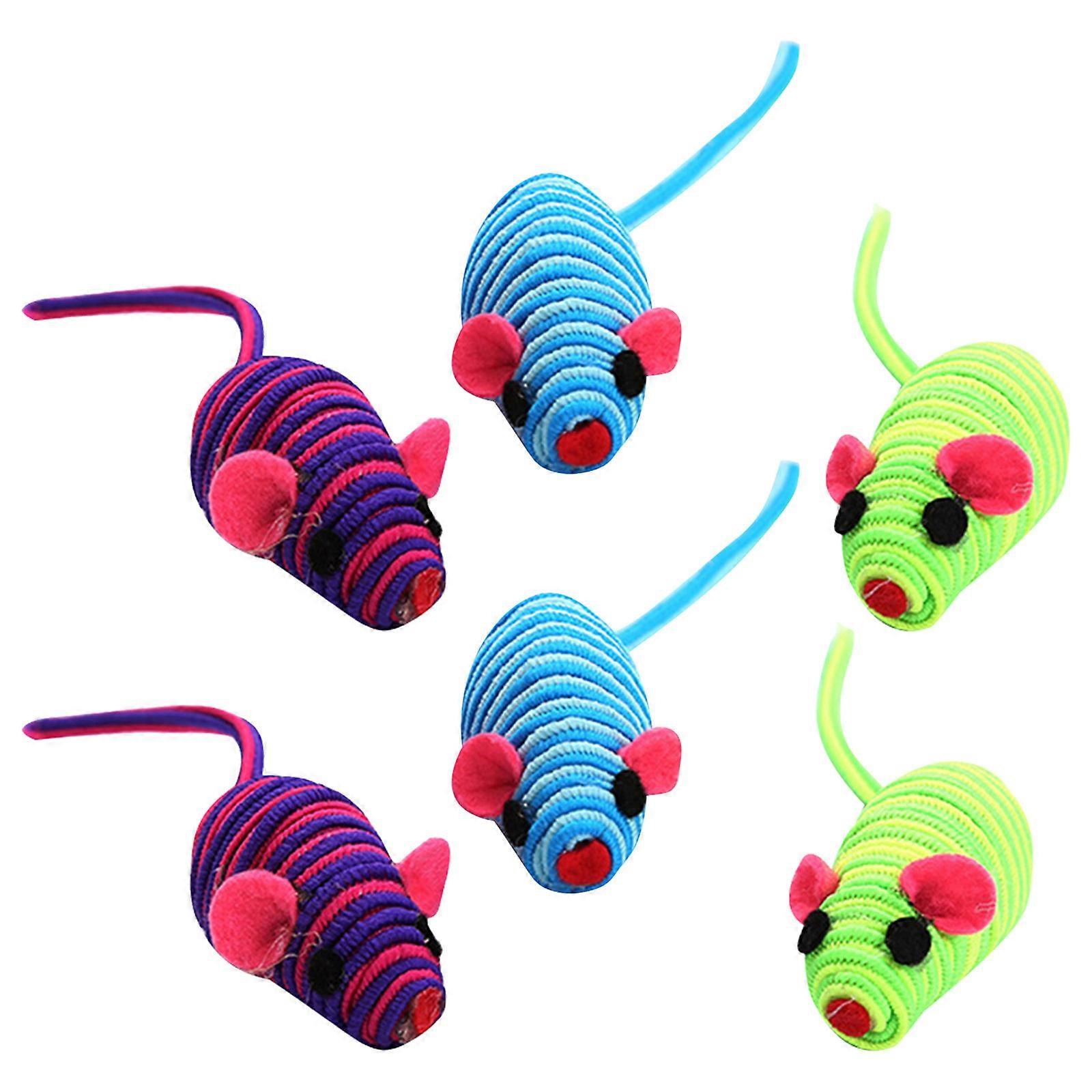 Cat Elastic Rope Mouse Toy for Fun Play 6Pcs Random