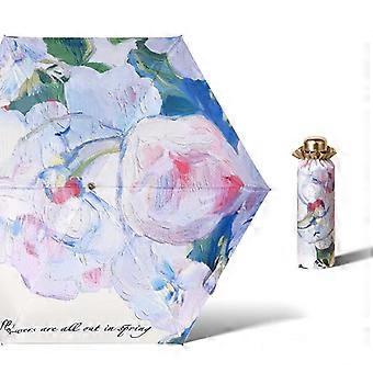 Moda Flor Guarda-chuva À Prova de Vento anti-UV Proteção 5 Guarda-chuva Dobrável Portátil De Viagem Chuva Mulheres Guarda-chuva Bolso Crianças Guarda-chuva