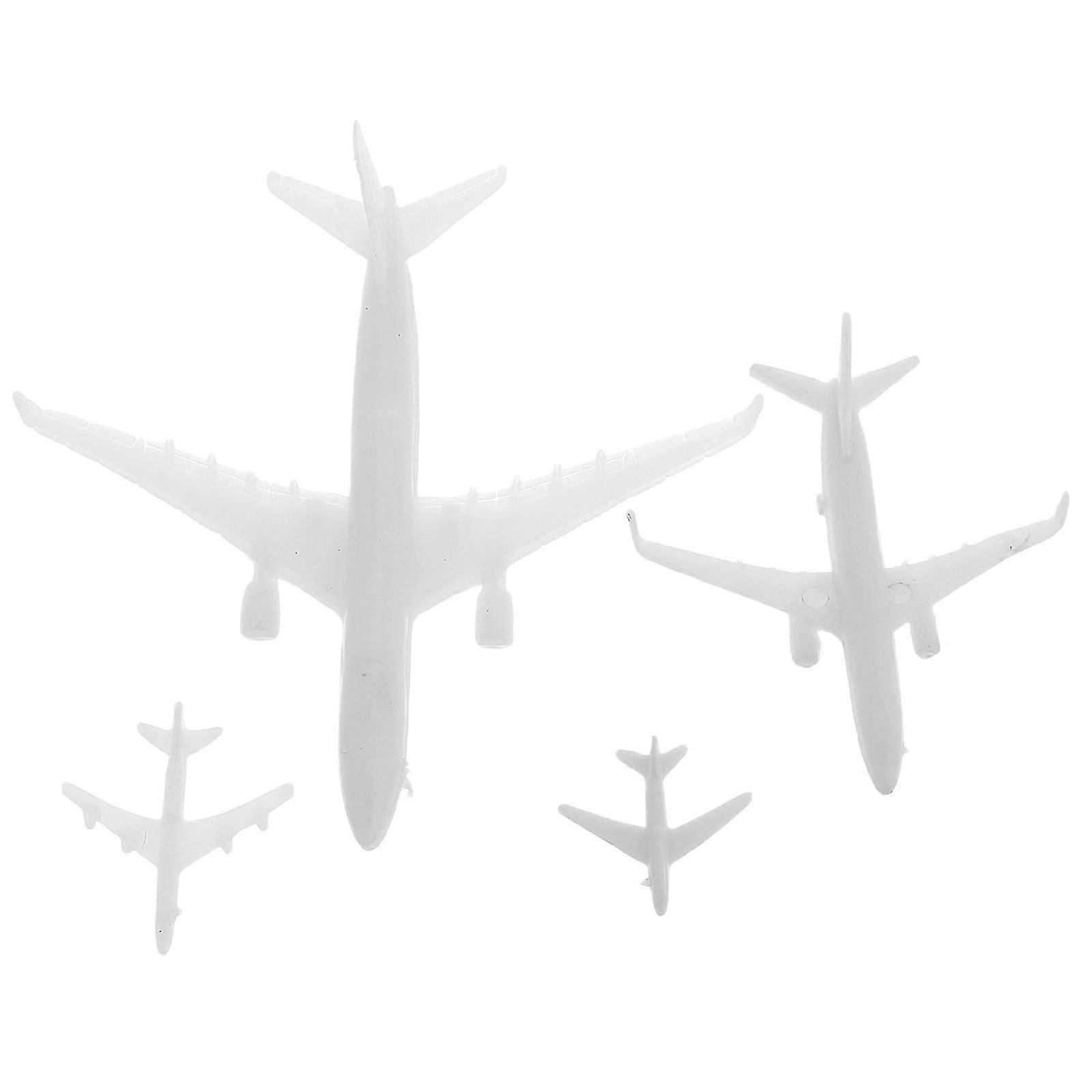 4Pcs White Plastic Airplane Models For Creative Micro Landscape Designs
