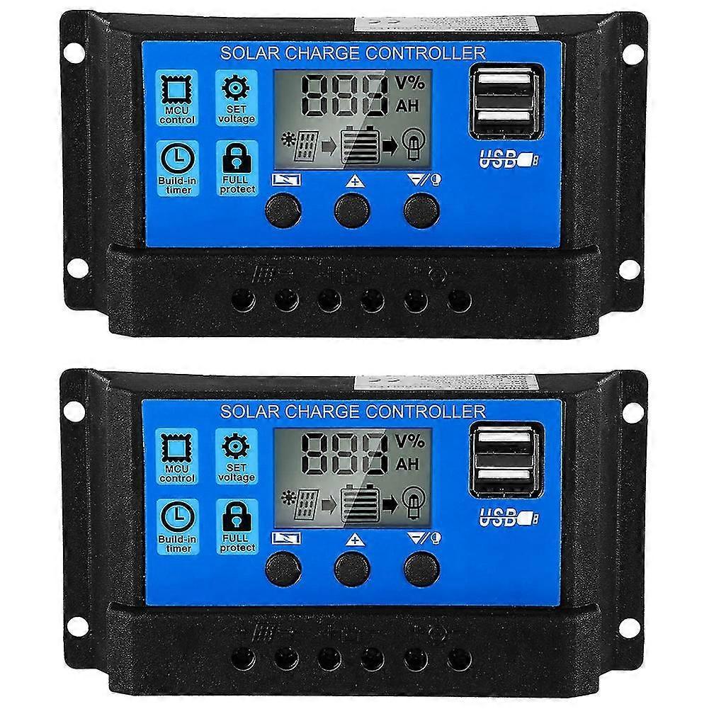2 Pcs 30a Solar Battery Controller 12v/24v Solar Panel Charge Controller Ground Solar Panel Control