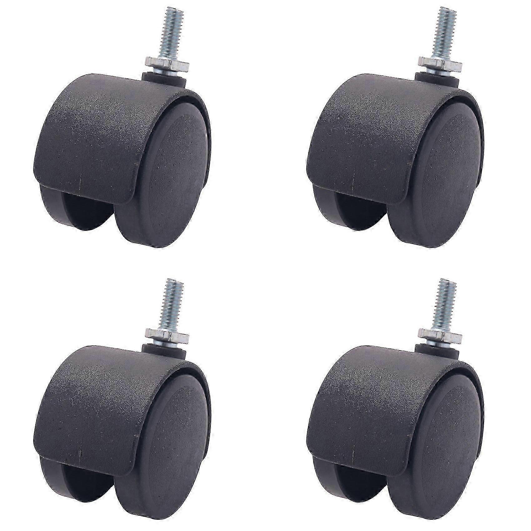 Black 6mm Threaded 40mm Dual Wheel Rotatable Caster