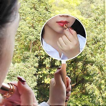 Makeup Mirror Handhold Mirror Round for Makeup White Wood Handle