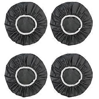 4Pcs Household Waterproof Shower Cap, Swimming Cap, Hotel Elastic Shower Cap Hair Set (Black)