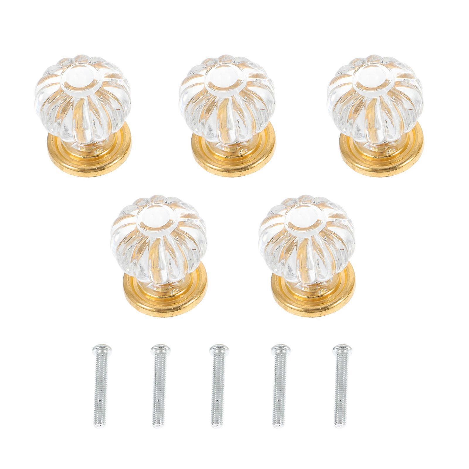 Golden Crystal Door Handle Cleaning Cabinet Pull Knobs 5Pcs