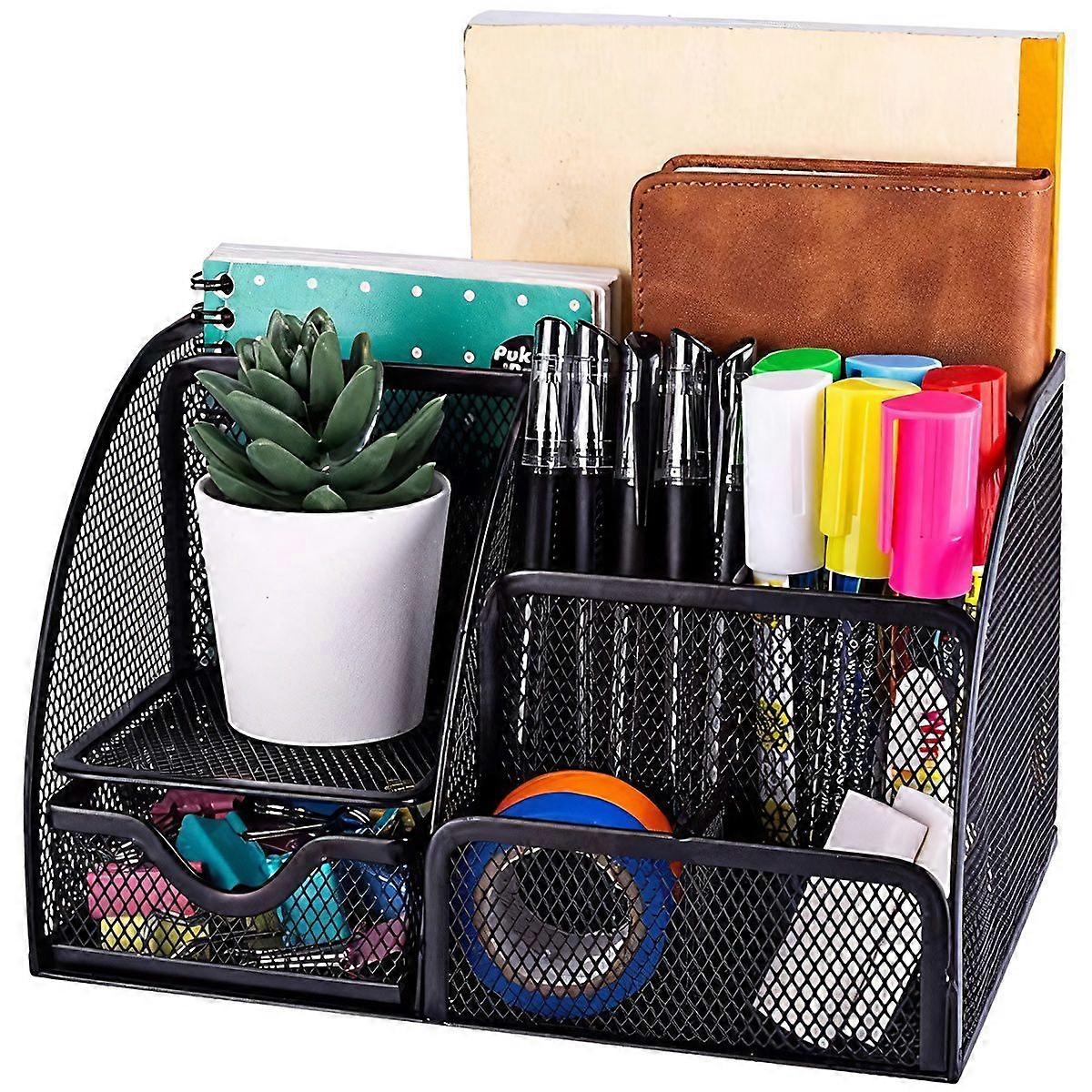 Desk Organizer - 6 Compartments - Black