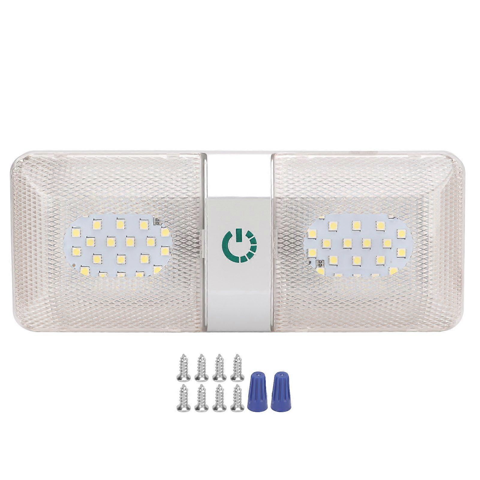 RV Ceiling Double Reading Light Touch Button Stepless 48 LEDs IP50 Waterproof Adjustable for Campers Trailers