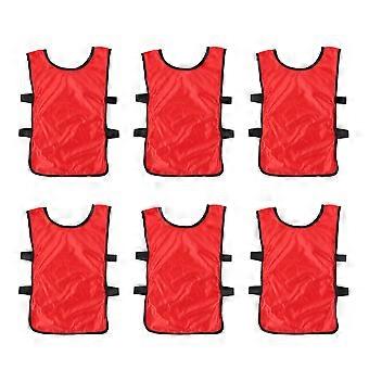 Kinder voetbaltrainingsvest rood ademend 6-delige set