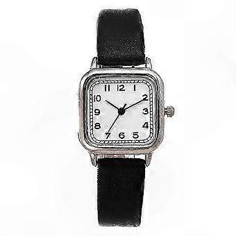 Square Dial Quartz Wristwatch with Faux Leather Strap for Women and Girls Fashion Jewelry Gift Adjustable Buckle 26-27