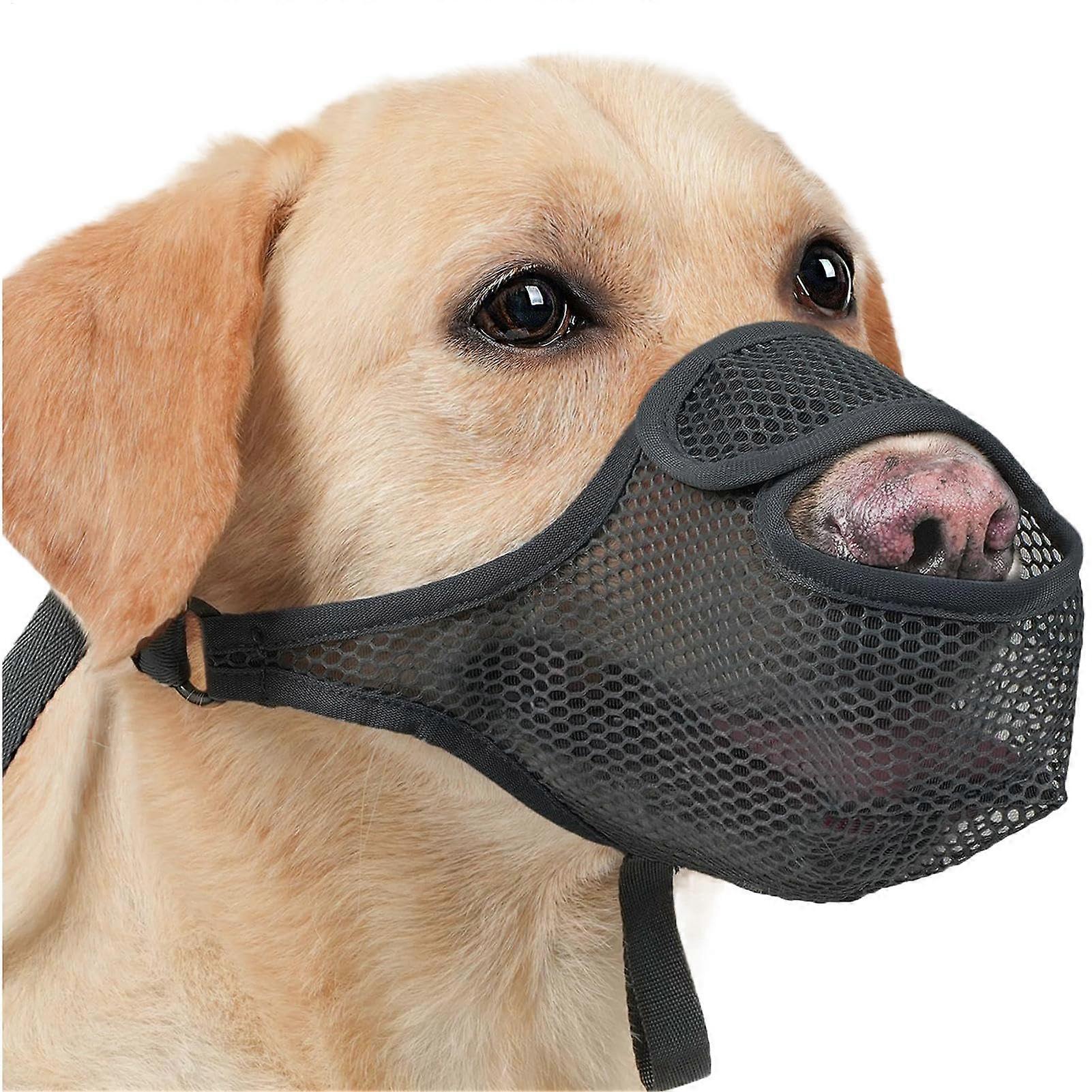 Large Dog Muzzle XL, Soft Breathable Mesh Adjustable Muzzle for Barking Biting, Front Opening Allows Panting and Drinking