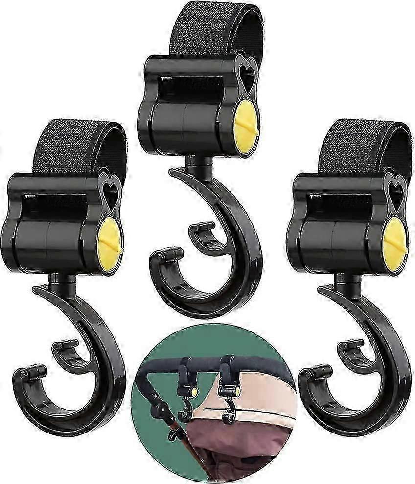 3 Pieces Pram Hook, Universal Stroller Hook, Stroller Bag hook, Rotating Stroller Hook YF