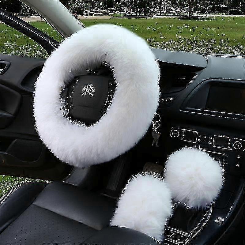 Cozy Faux Wool Steering Wheel Set