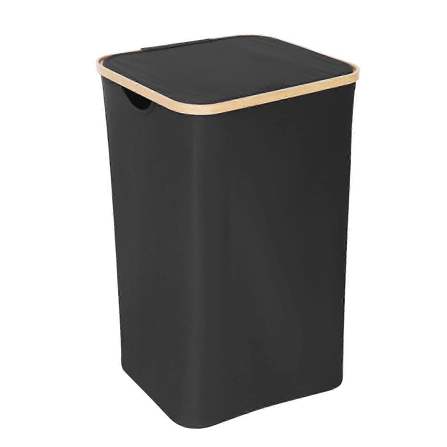 Foldable Bamboo Laundry Basket Black