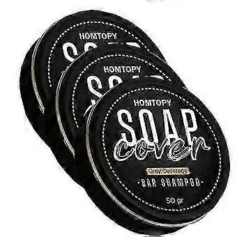Hair Darkening Shampoo Bar in Natural Black Color for Men with Gray and White Hair and Beard 50g