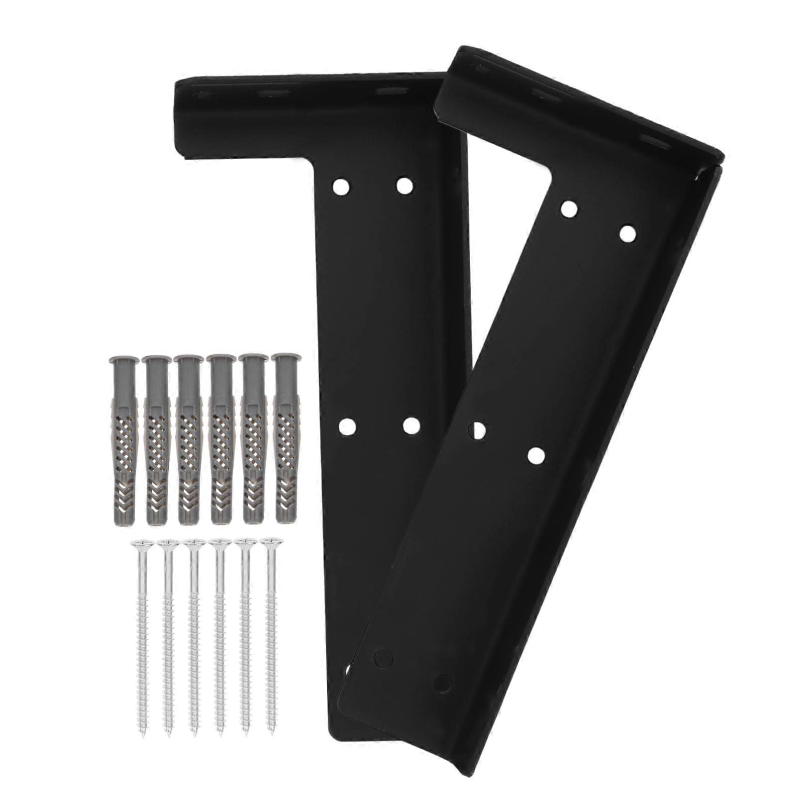 2pcs Hidden Floating Shelf Brackets Heavy Duty Wall Mounted Support Black Adjustable
