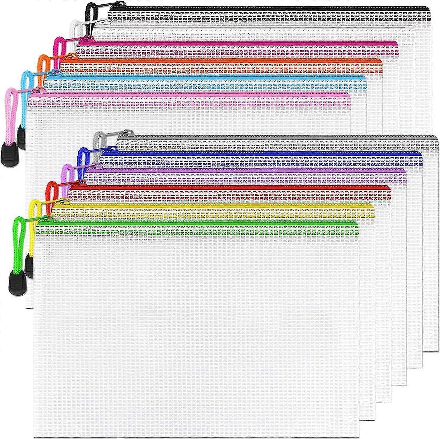 A4 Plastic Zip Document Wallets with Zipper Closure, Durable File Folders
