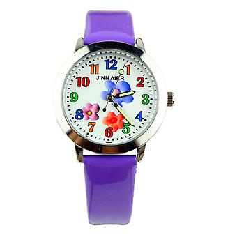 Veeki Kids Cartoon luminous word quartz watch Watch for Girls Boys 3-12 Years Old Waterproof Outdoor Analog Watch for Children Purple belt watch