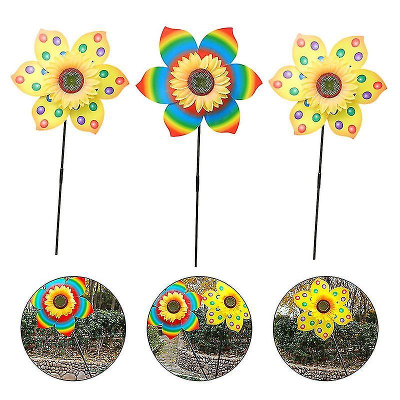 84X34cm Colorful Swing Sets & Playsets 3pcs Windmill Toy Flower Pattern Windmill Outdoors Pinwheel D